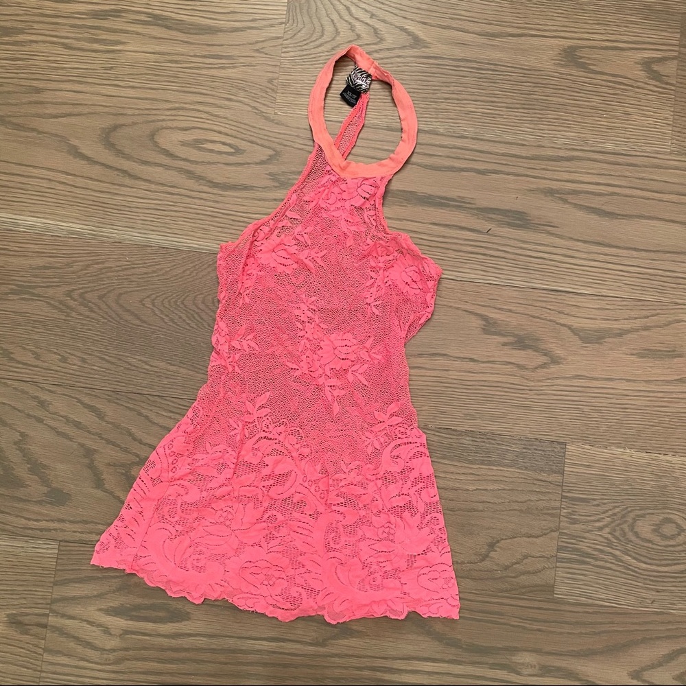 Intimately Free People Pink Racerback Lace Tunic